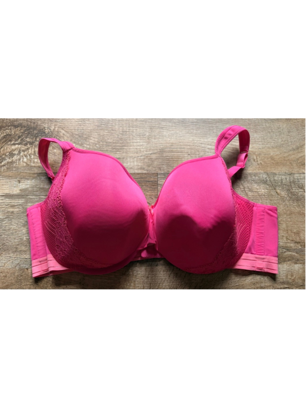 Cacique Pink Lace Trim Bra 50DD